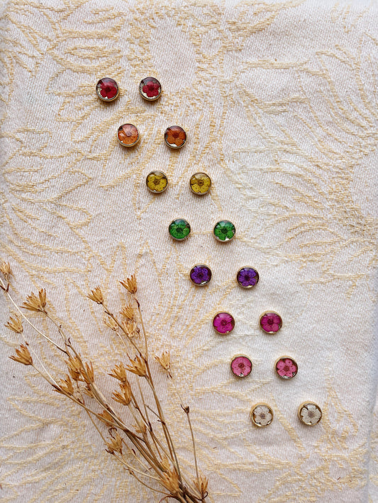 Golden Floral Studs - Multiple Colors Available